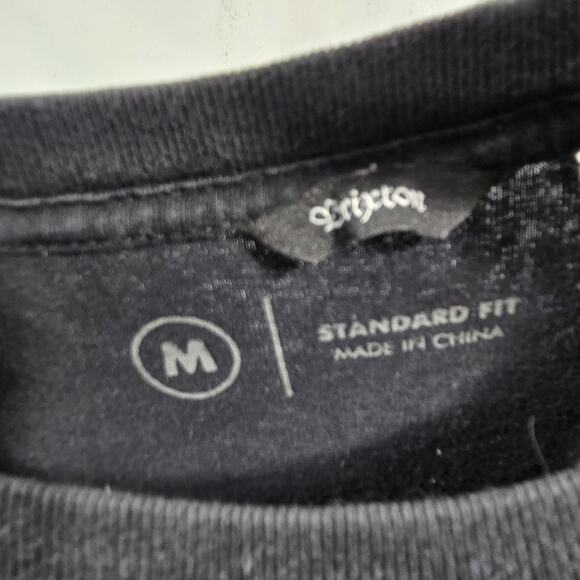 Brixton T Shirt Mens Medium Black Crew Neck Long Sleeve Logo Spellout Tee - Picture 4 of 12